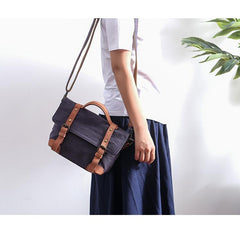 Canvas Leather Mens Womens Small Handbag Side Bag Green shoulder Bag Messenger Bag for Men