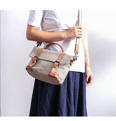 Canvas Leather Mens Womens Small Handbag Side Bag Green shoulder Bag Messenger Bag for Men