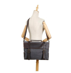 Waxed Canvas Leather Mens Side Bag 14‘’ Messenger Bag Computer Bag For Men