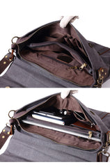 Waxed Canvas Leather Mens Side Bag 14‘’ Messenger Bag Computer Bag For Men