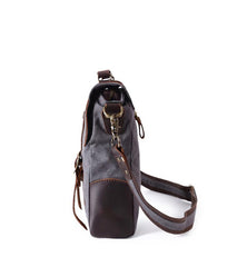 Waxed Canvas Leather Mens Side Bag 14‘’ Messenger Bag Computer Bag For Men