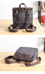 Canvas Leather Mens Womens Small 13'' School Backpack College Backpack for Men