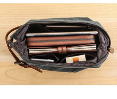 Waxed Canvas Leather Mens Women's Waterproof Cosmetic Bag Clutch Bag Handbag Storage Bag Wash Bag For Men
