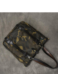 Waxed Canvas Leather Mens Womens 14'' Camouflage Tote Bag Handbag Tote Bag Shoulder Bag Tote Purse For Men