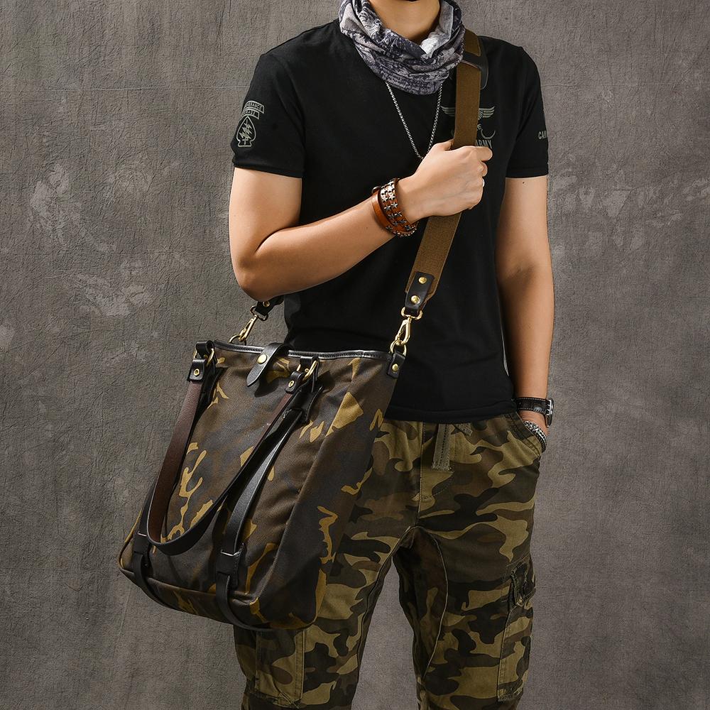 Waxed Canvas Leather Mens Womens 14 Camouflage Tote Bag Handbag Tote