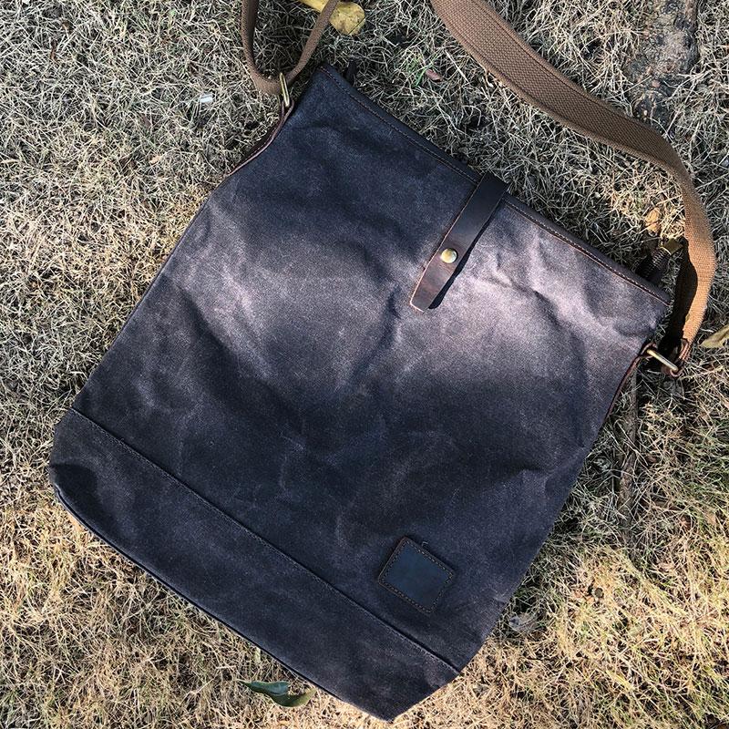 Waxed Canvas Messenger Bag for men Vintage Shoulder Bag for men