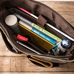 Waxed Canvas Messenger Bags for men Vintage Shoulder Bag for men