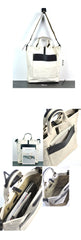 White Canvas Leather Mens Tote Handbags Messenger Bag Khaki Shoulder Tote Bag For Men and Women