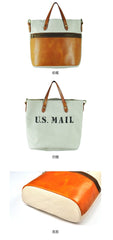 White Leather Canvas Womens Mens Tote Handbag Messenger Bags Shoulder Tote Bag For Men and Women