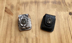 Handmade Mens Black Leather Classic Zippo Lighter Case White Zippo Lighter Holder with Belt Loop