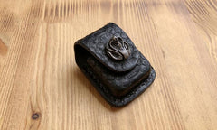 Handmade Mens Black Leather Classic Zippo Lighter Case White Zippo Lighter Holder with Belt Loop