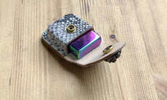 Handmade Mens Black Leather Classic Zippo Lighter Case White Zippo Lighter Holder with Belt Loop