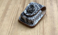 Handmade Mens Black Leather Classic Zippo Lighter Case White Zippo Lighter Holder with Belt Loop