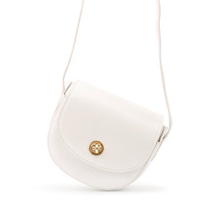 White LEATHER WOMEN SMALL SADDLE SHOULDER BAG FOR WOMEN
