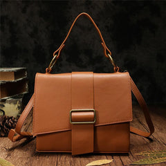 White Womens Fashion Leather Handbag Satchel Bags Stylish Brown Shoulder Purses for Ladies