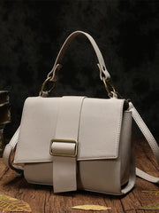 Brown Womens Fashion Leather Handbag Satchel Bags Stylish White Shoulder Purses for Ladies