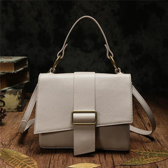 Brown Womens Fashion Leather Handbag Satchel Bags Stylish White Shoulder Purses for Ladies