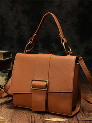 White Womens Fashion Leather Handbag Satchel Bags Stylish Brown Shoulder Purses for Ladies