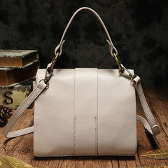 White Womens Fashion Leather Handbag Satchel Bags Stylish Brown Shoulder Purses for Ladies