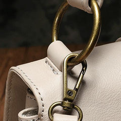 White Womens Fashion Leather Handbag Satchel Bags Stylish Brown Shoulder Purses for Ladies