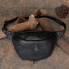 Women Black Gray Leather Waist Bag Fanny - Lifestyle View