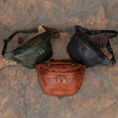Vintage Leather Waist Bag Fanny Pack Vintage Handmade Hip Packs for Men