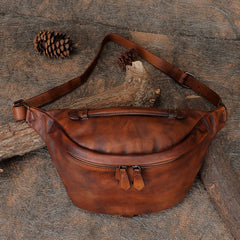 Women Brown Leather Waist Bag Fanny Pack Vintage Handmade Hip Pack for Men