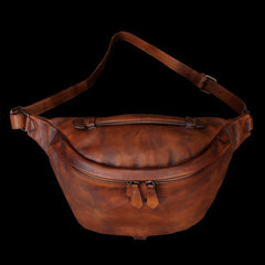 Vintage Leather Waist Bag Fanny Pack Vintage - Closure Detail