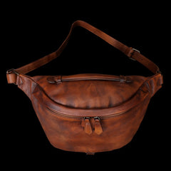 Women Black Gray Leather Waist Bag Fanny - Closure Detail