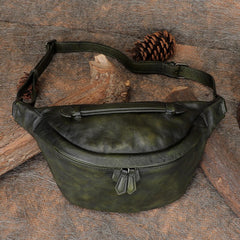 Women Black Gray Leather Waist Bag Fanny - Size Detail