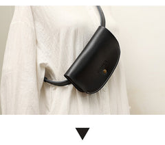 Women Black LEATHER Fanny Pack Cute WOMEN Sling Bag Small Waist BAG FOR WOMEN
