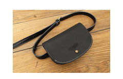 Women Black LEATHER Fanny Pack Cute WOMEN Sling Bag Small Waist BAG FOR WOMEN
