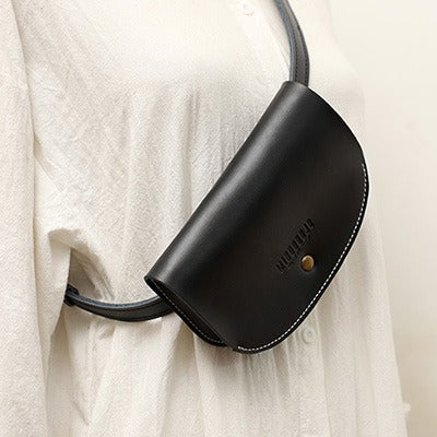 Women Brown LEATHER Fanny Pack Cute WOMEN - Chain Detail