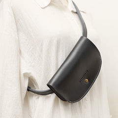 Women Black LEATHER Fanny Pack Cute WOMEN Sling Bag Small Waist BAG FOR WOMEN