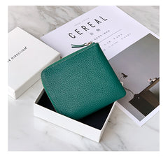 Women Orange Leather Small Wallet BILLFOLD Minimalist Zip Small Wallet Slim Zipper Wallet For Women