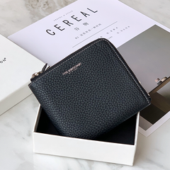 Women Orange Leather Small Wallet BILLFOLD Minimalist Zip Small Wallet Slim Zipper Wallet For Women