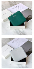 Women Orange Leather Small Wallet BILLFOLD Minimalist Zip Small Wallet Slim Zipper Wallet For Women