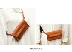 Women LEATHER Fanny Pack Cute WOMEN Brown Sling Bag Small Waist BAG FOR WOMEN