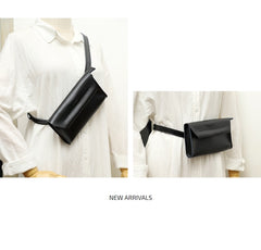 Women LEATHER Fanny Pack Cute WOMEN Black Sling Bag Small Waist BAG FOR WOMEN