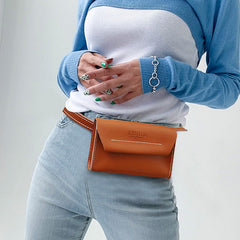 Women LEATHER Fanny Pack Cute WOMEN Brown Sling Bag Small Waist BAG FOR WOMEN