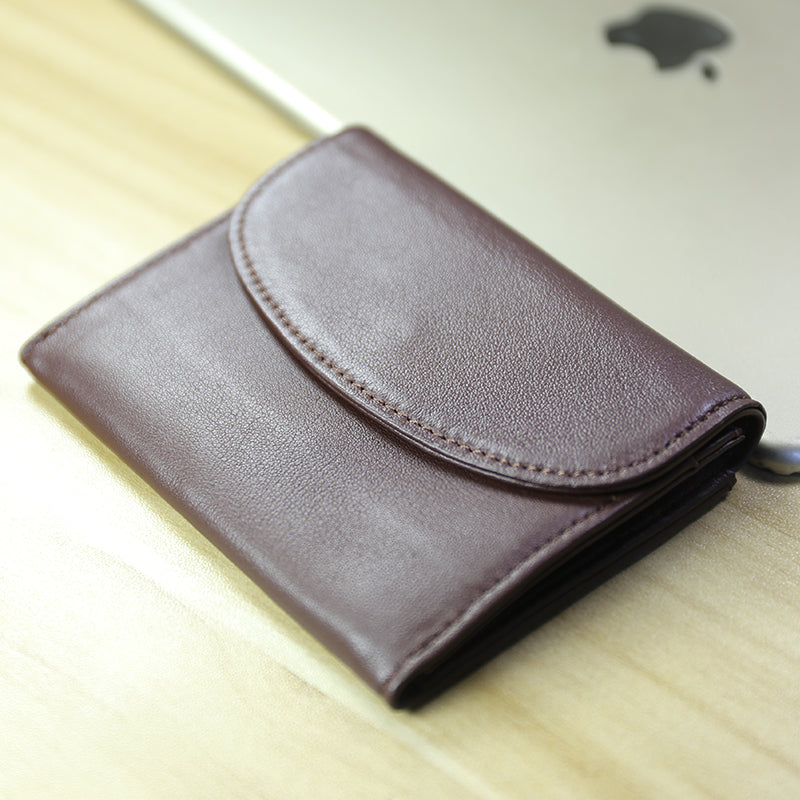 Women Coffee Leather Mini Billfold Wallet Cute Coin Wallets Slim Change Wallets For Women