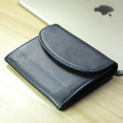 Women Black Leather Mini Billfold Wallet Cute Coin Wallets Slim Change Wallets For Women