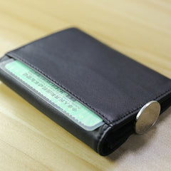 Women Black Leather Mini Billfold Wallet Cute Coin Wallets Slim Change Wallets For Women