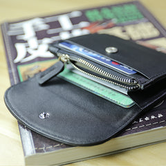 Women Green Leather Mini Billfold Wallet Cute Coin Wallets Slim Change Wallets For Women
