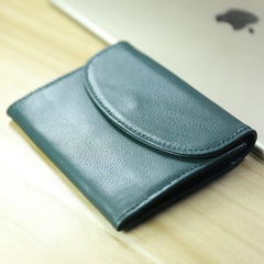 Women Black Leather Mini Billfold Wallet Cute Coin Wallets Slim Change Wallets For Women