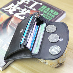 Women Black Leather Mini Billfold Wallet Cute Coin Wallets Slim Change Wallets For Women