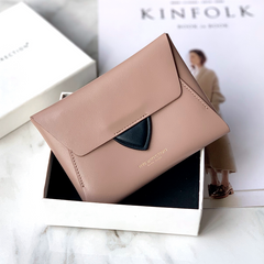 Women Red Leather Small Wallet Envelope Change Wallet Slim Coin Wallet For Women