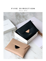 Women Black Leather Small Wallet Envelope Change Wallet Slim Coin Wallet For Women