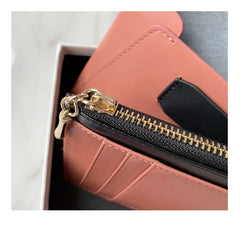Women Gray Pink Leather Small Wallet Envelope Change Wallet Slim Coin Wallet For Women