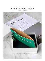 Women Green Leather Vertical Card Holder Wallet With Coin Pocket Slim Card Wallet For Women